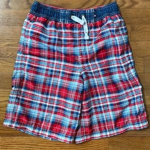 Nautica plaid swim trunks Sz 10/12 EUC no rips tears or stains